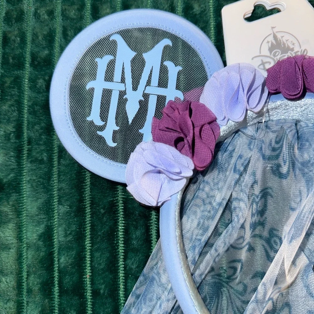 Disney Parks Haunted Mansion Blue and Purple Floral Headband
